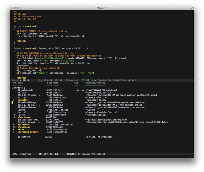 Emacs with Gruber theme